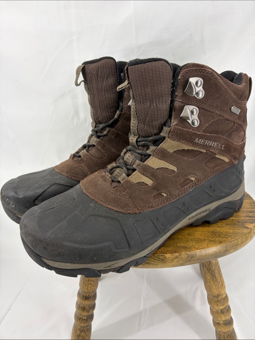 Merrell Moab Polar Waterproof Insulated Brown Leather Winter Boots, Womens sz 10